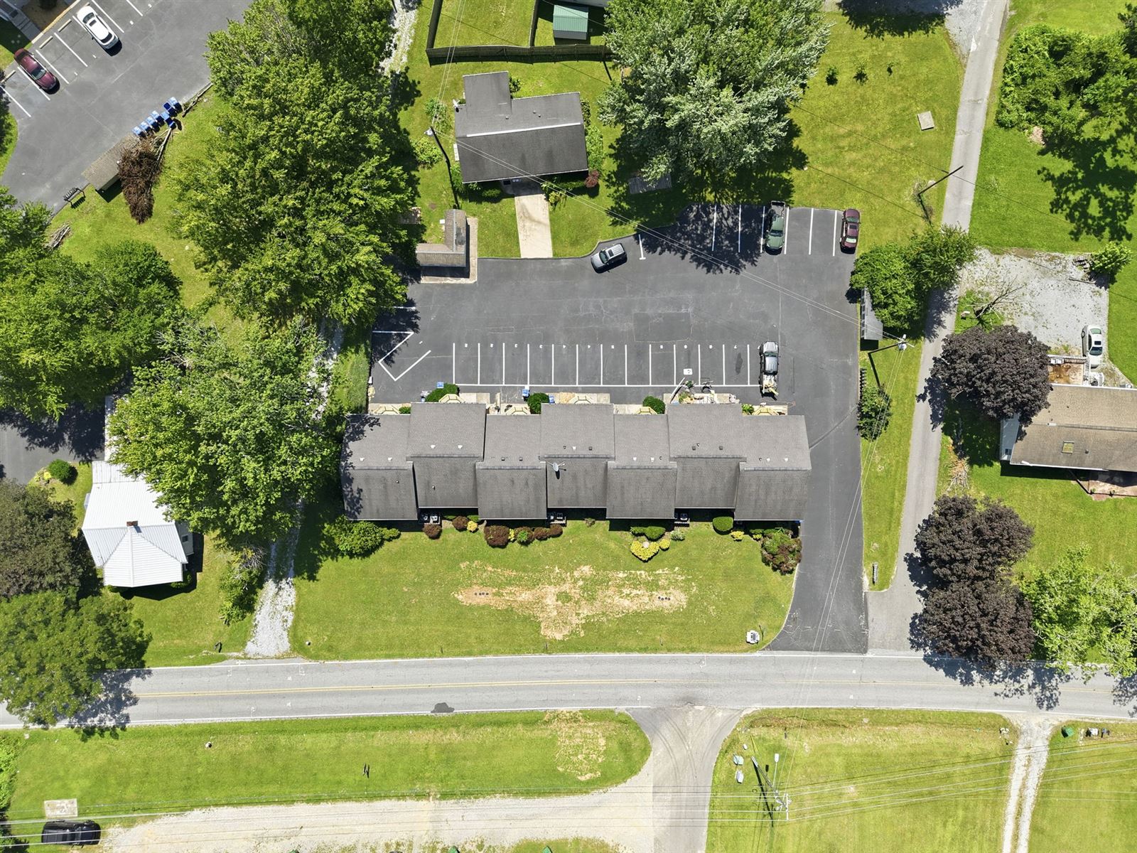 The building, parking and grounds from above