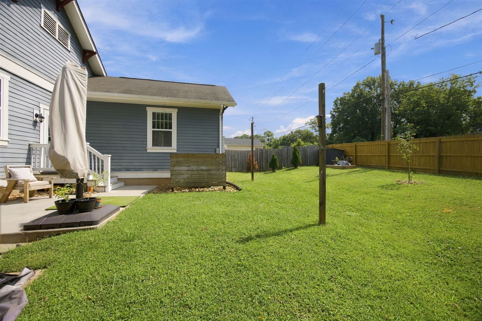 Fenced backyard