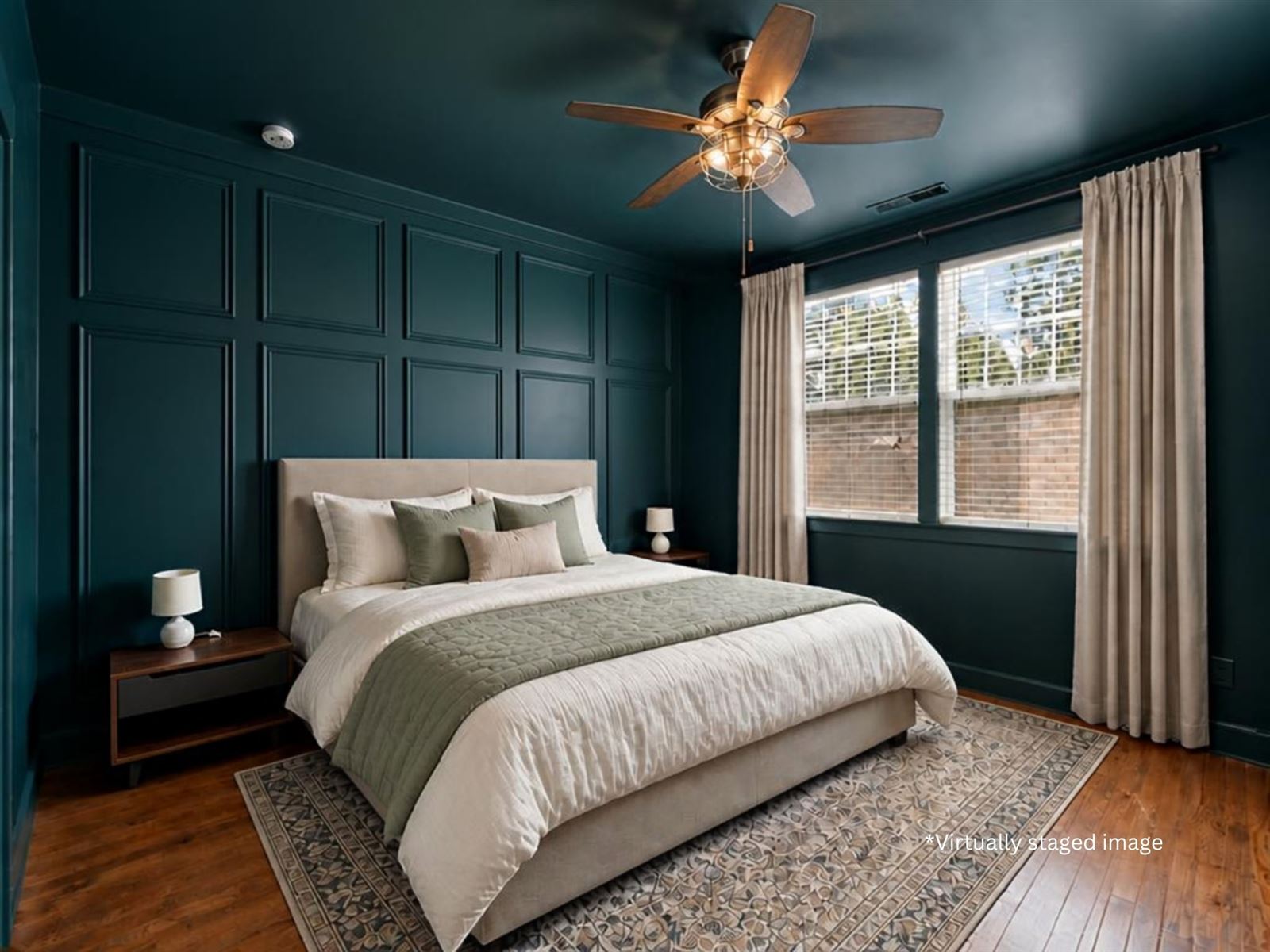 Primary bedroom, virtually staged