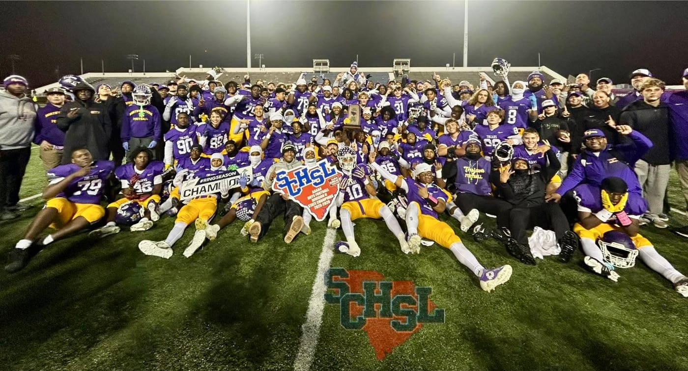 Northwestern High School football team celebrating a state championship on the field