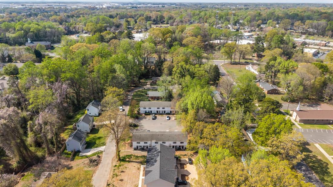 The B.D. Townhomes aerial view