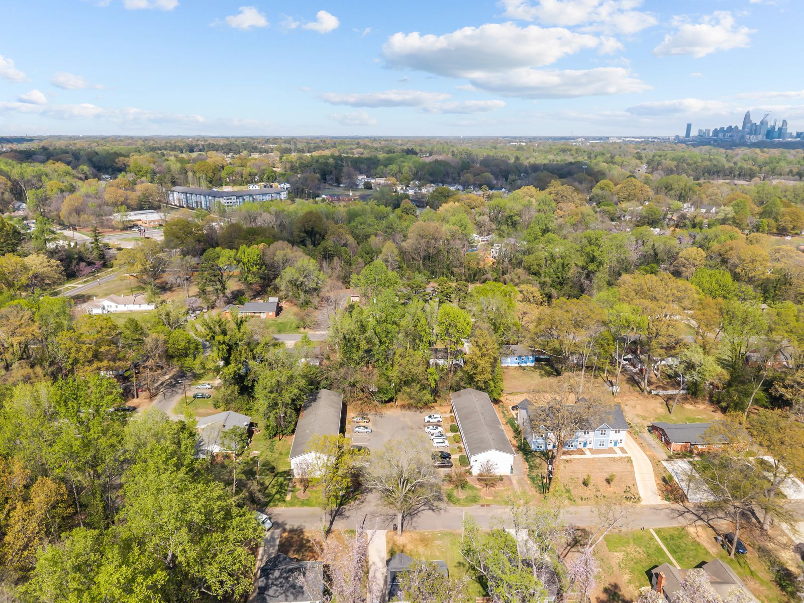 Aerial of the property with Uptown on the horizon