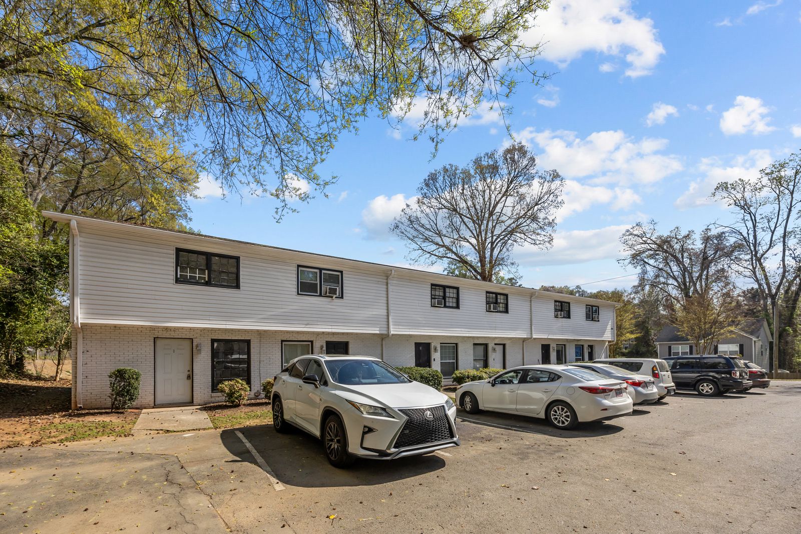 Building and parking, side angle