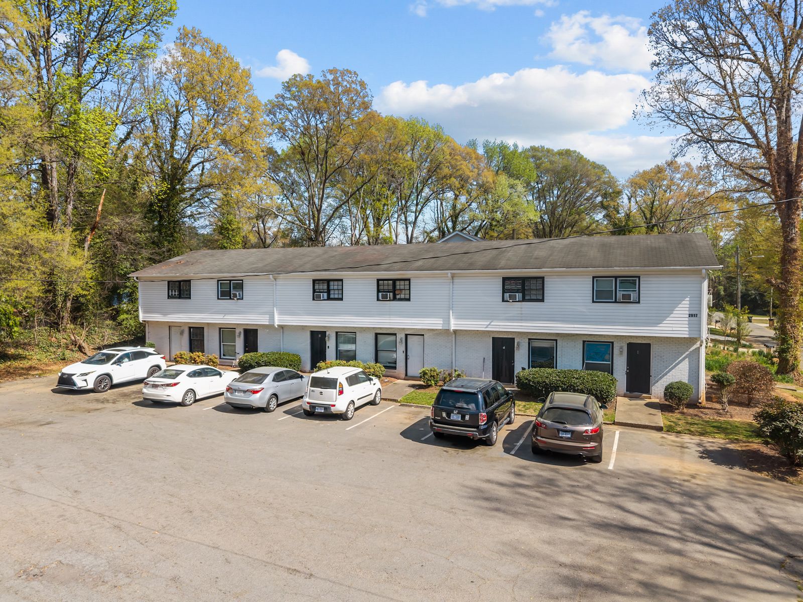 Townhomes and parking lot