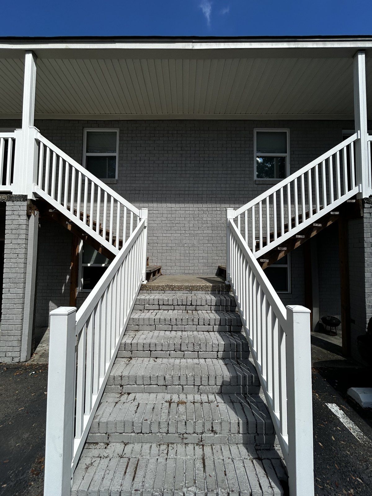 Stairs to the second-floor walkway