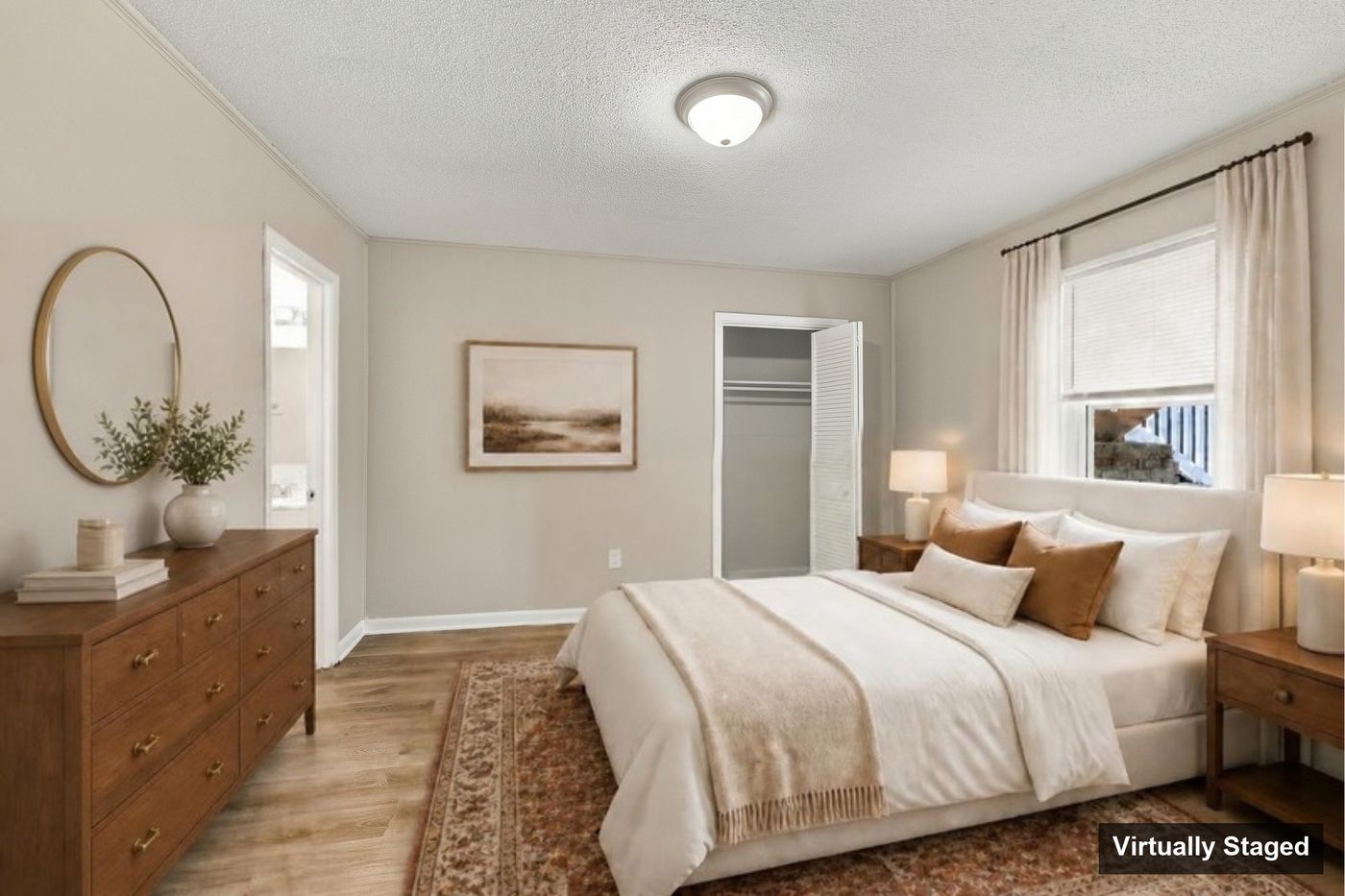 Bedroom, virtually staged
